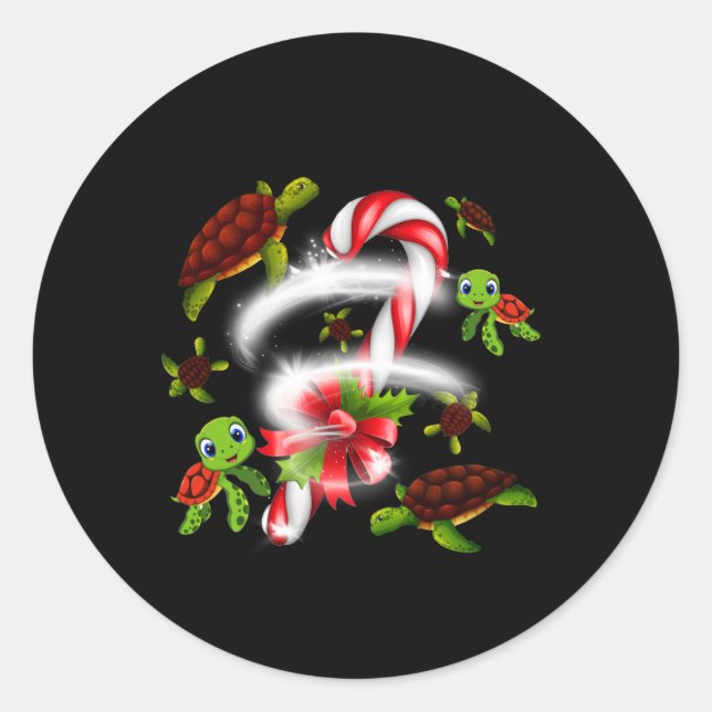 Turtle Candy Sweet Christmas Classic Round Sticker (Front)