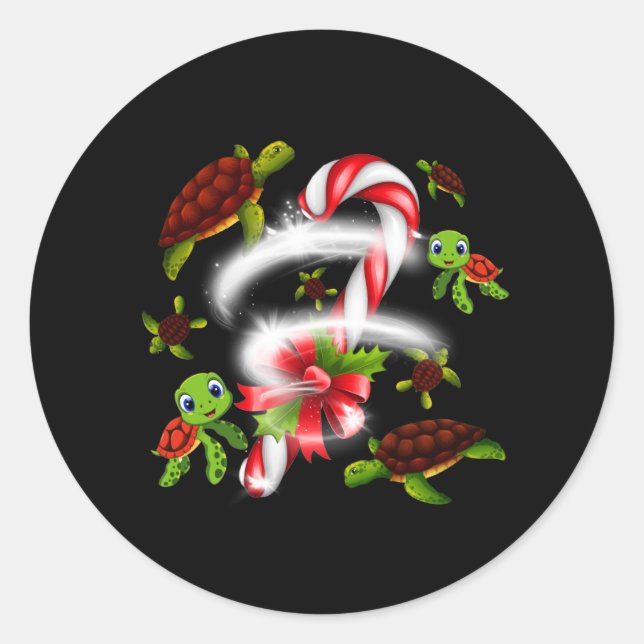 Turtle Candy Sweet Christmas Classic Round Sticker (Front)