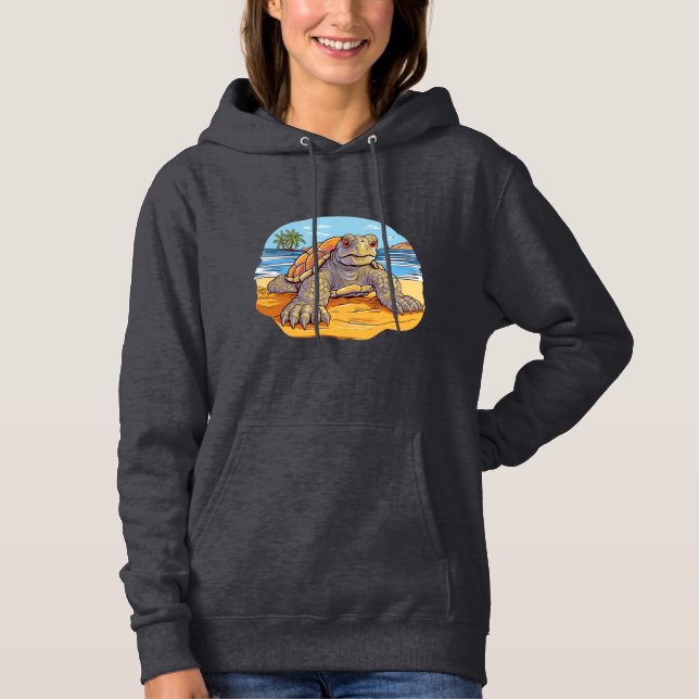 Turtle Cartoon beach Hoodie (Front)