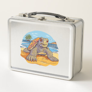 Turtle Cartoon beach Metal Lunch Box