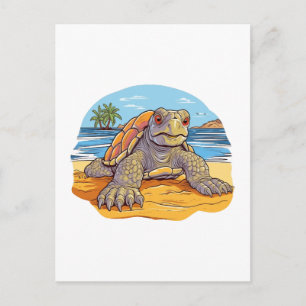 Turtle Cartoon beach Postcard