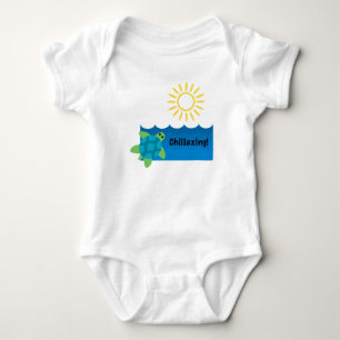 Turtle Chillaxing Design - Baby Jersey Bodysuit