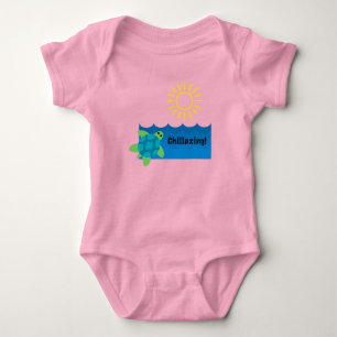 Turtle Chillaxing Design - Baby Jersey Bodysuit