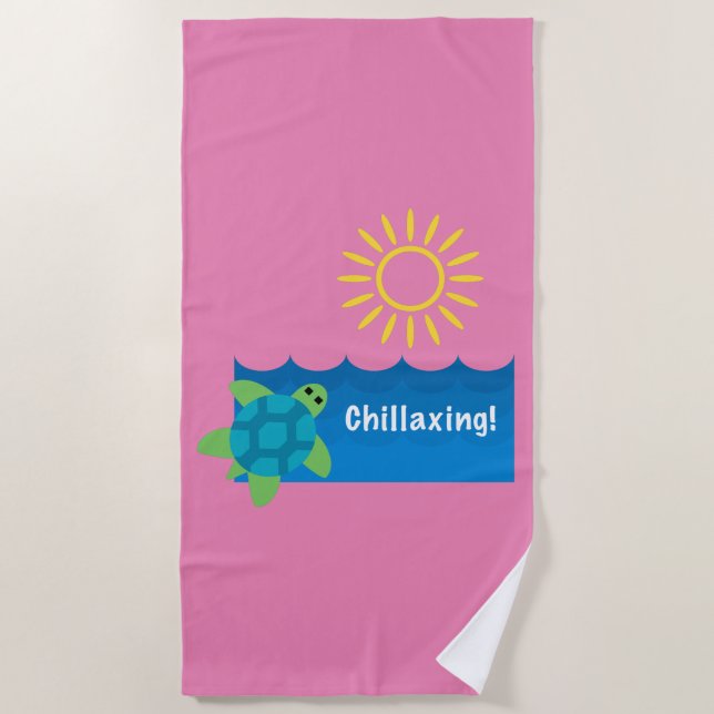 Turtle Chillaxing Design - Beach Towel (Front)