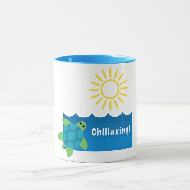 Turtle Chillaxing Design - Black 11 oz Combo Mug (Center)