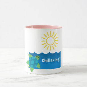 Turtle Chillaxing Design - Black 11 oz Combo Mug