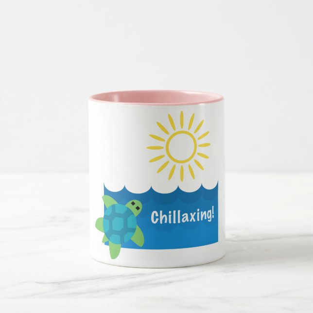 Turtle Chillaxing Design - Black 11 oz Combo Mug (Center)