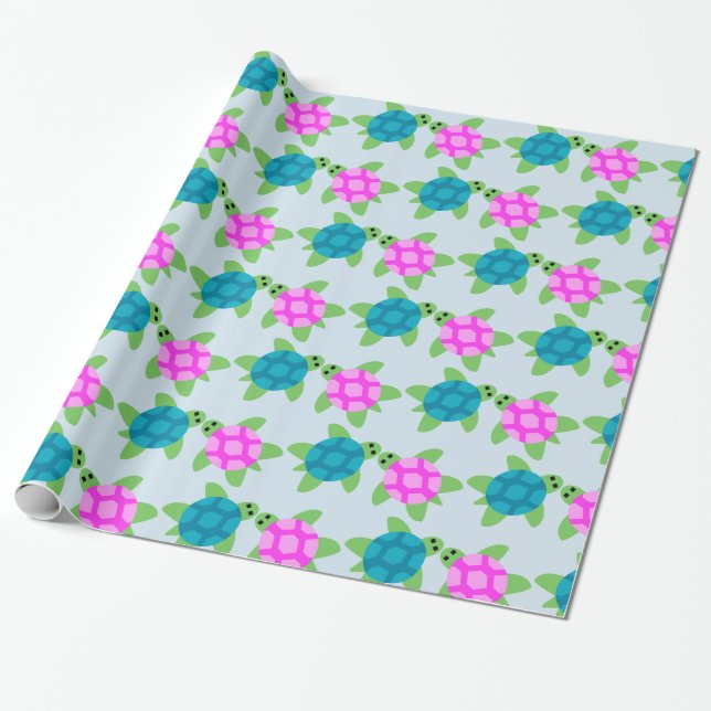 Turtle Chillaxing Design - Glossy Wrapping Paper, Wrapping Paper (Unrolled)