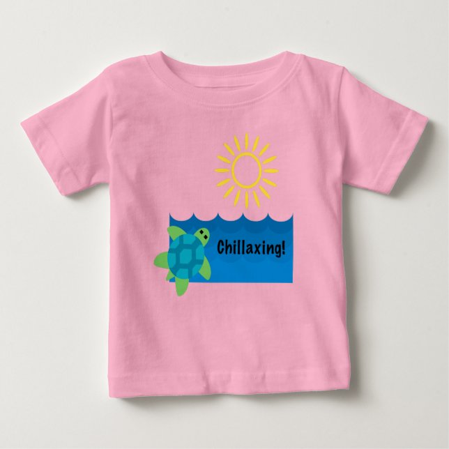 Turtle Chillaxing Designg - Baby Fine Jersey T-Shi T-Shirt (Front)