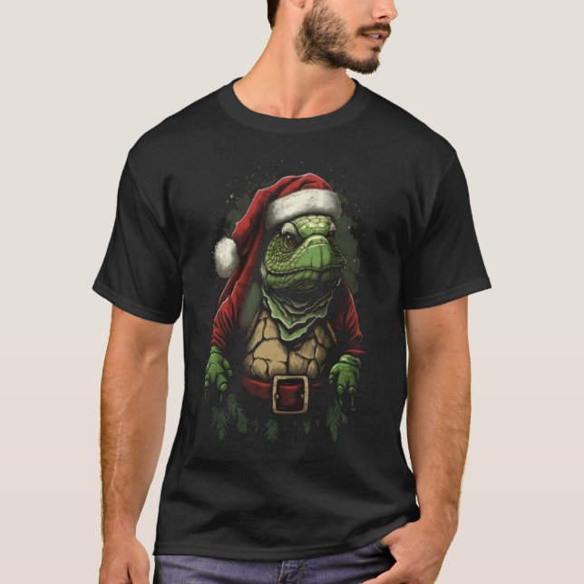 Turtle Christmas Sea Turtles Wearing Santa Hat  1 T-Shirt (Front)