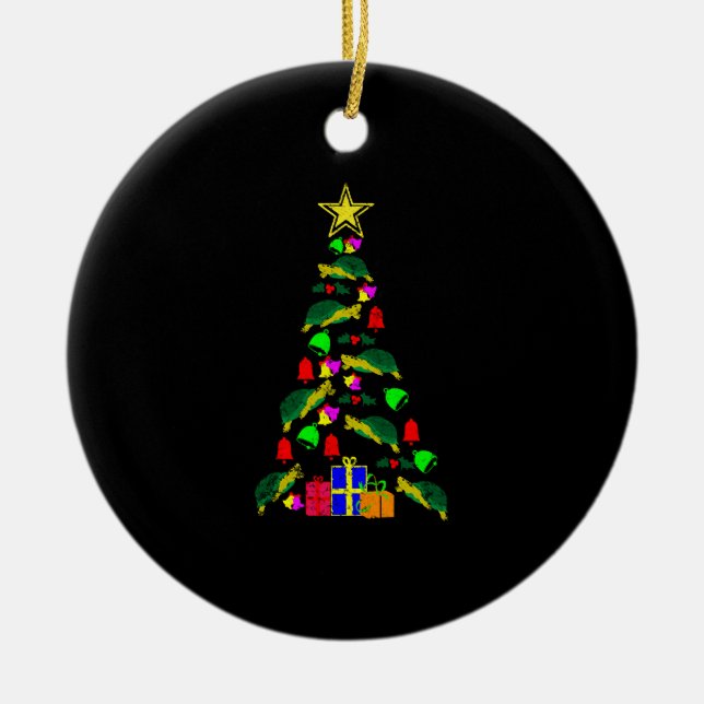 Turtle Christmas tree Ceramic Ornament (Front)