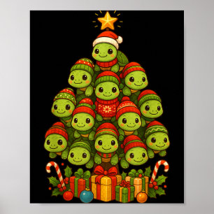 Turtle Christmas Tree Funny Turtle Xmas  Poster
