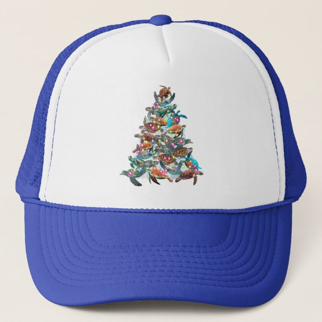 Turtle Christmas Tree Ornament Xmas Tree Toppers Trucker Hat (Front)