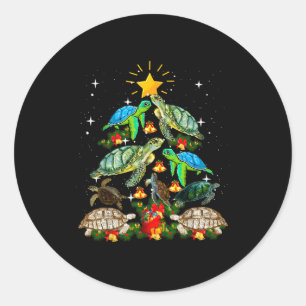 Turtle Christmas Tree Shirt Classic Round Sticker