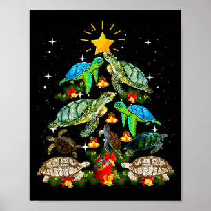 Turtle Christmas Tree Shirt Poster