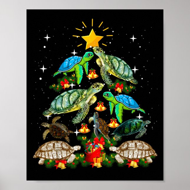 Turtle Christmas Tree Shirt  Poster (Front)