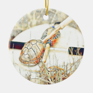 Turtle Clan Rattle and Drum Ceramic Tree Decoration
