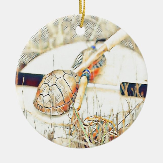 Turtle Clan Rattle and Drum Ceramic Tree Decoration (Front)