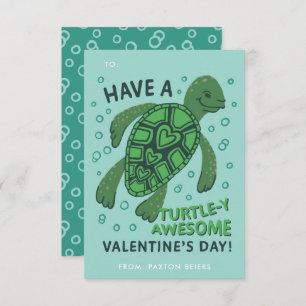 Turtle Classroom Valentine's Exchange Card