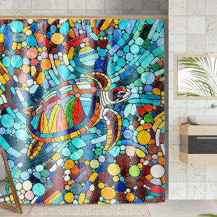 Turtle Colorful  mosaic art Shower Curtain