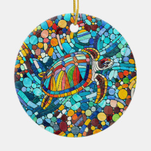 Turtle Colourful  mosaic art Ceramic Ornament