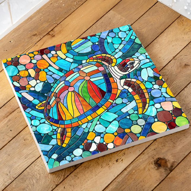 Turtle Colourful  mosaic art Ceramic Tile (Creator Uploaded)