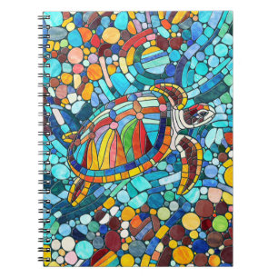 Turtle Colourful mosaic art Notebook