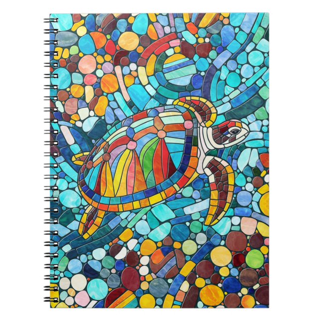 Turtle Colourful  mosaic art Notebook (Front)