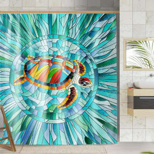 Turtle Colourful  mosaic art Shower Curtain