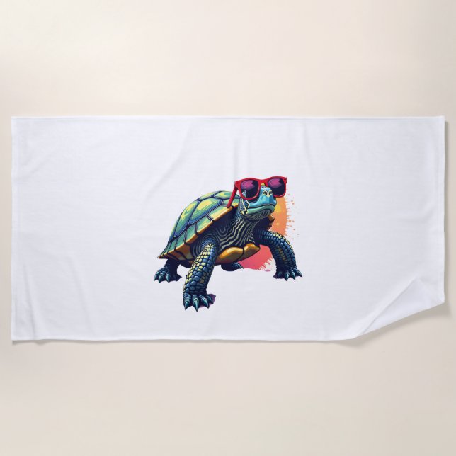 Turtle Colourful Turtle Outfit Mens Turtle Lover T Beach Towel (Front)