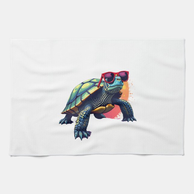 Turtle Colourful Turtle Outfit Mens Turtle Lover T Tea Towel (Horizontal)