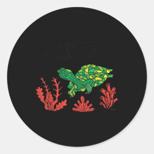 Turtle Coral Save The Coral Reef Environmental Classic Round Sticker
