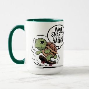 turtle cruising skateboard mug