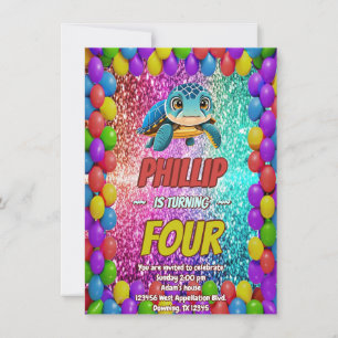 Turtle custom character birthday invite