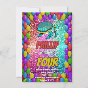 Turtle custom character birthday invite