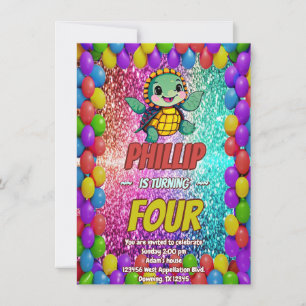 Turtle custom character birthday invite