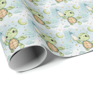 Turtle Cute Baby Pastel Watercolor Pattern Wrapping Paper
