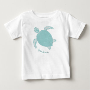 Turtle Cute Blue Personalised Baby T-Shirt