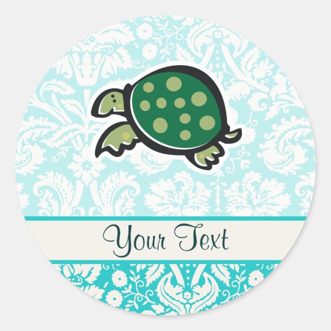 Turtle; Cute Classic Round Sticker (Front)