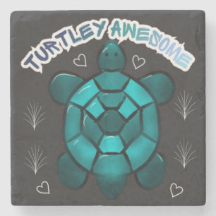 Turtle Cute Pun Funny Animal Gift Stone Coaster