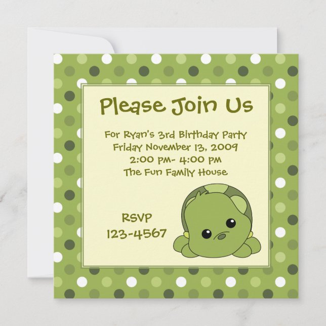 Turtle Cutie Invitation (Front)