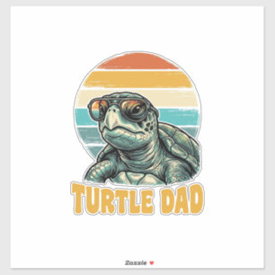 Turtle Dad Retro Sunset Vintage Engraving Vector D