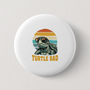 Turtle Dad Retro Sunset Vintage Engraving Vector D 6 Cm Round Badge