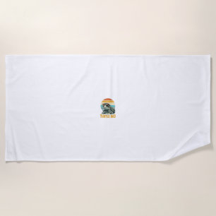 Turtle Dad Retro Sunset Vintage Engraving Vector D Beach Towel