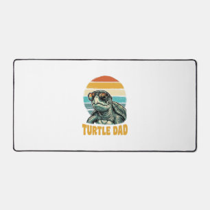 Turtle Dad Retro Sunset Vintage Engraving Vector D Desk Mat