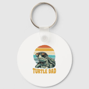 Turtle Dad Retro Sunset Vintage Engraving Vector D Key Ring