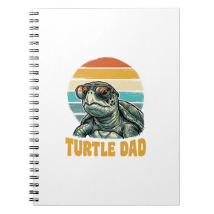 Turtle Dad Retro Sunset Vintage Engraving Vector D Notebook