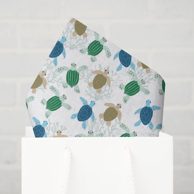Turtle Decoupage Paper, Marine Life Tissue Paper (Gift Bag)