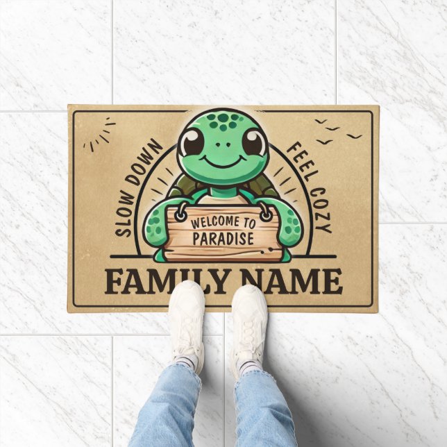 Turtle design customisable for warm families doormat (Indoor)