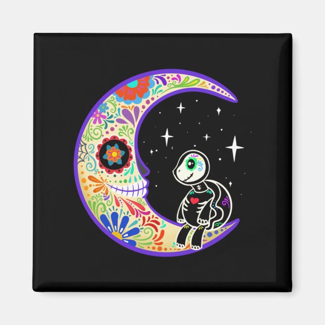 Turtle Dia De Los Muertos Skeleton Sugar Skull Magnet (Front)